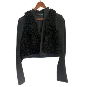 Balenciaga Leather Black Fur Jacket